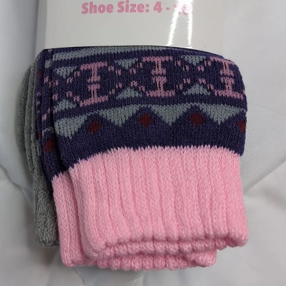 Women's Boot Socks, 2 Pairs Pink Purple Gray, NEW sizes 4-10.